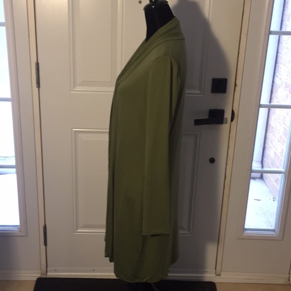 Basic By Yest Yessica Long Olive Green Cardigan Sweater Size 12 - Picture 3 of 15
